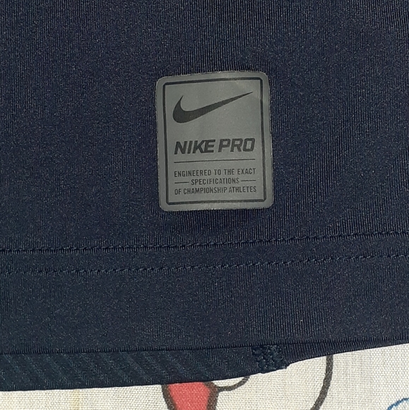 Nike Pro Combat Long Sleeve Navy Blue Compression Shirt Jersey Training Fitness - Picture 3 of 6